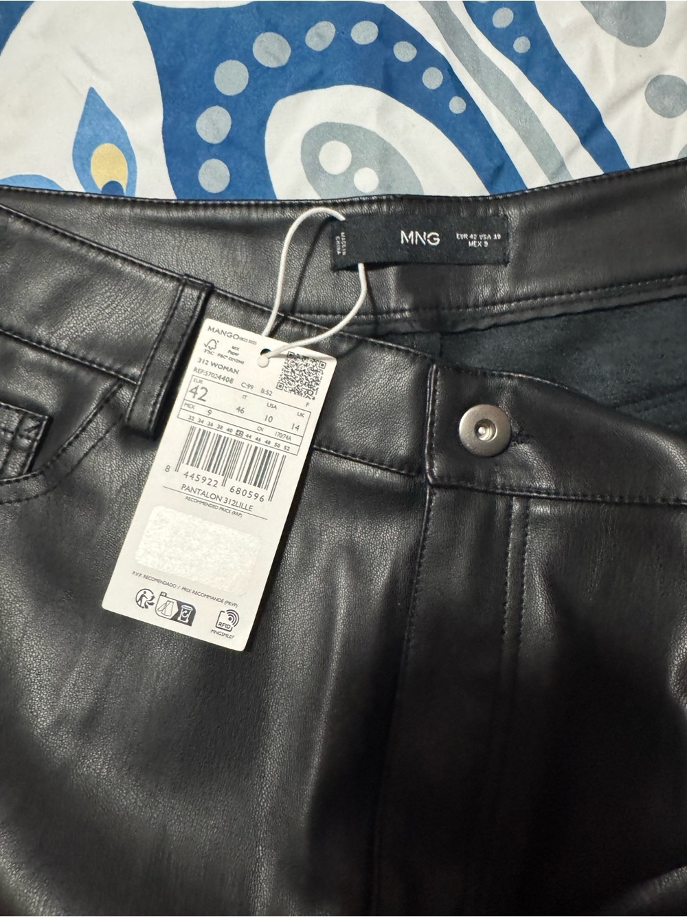 Mango Black Slim Straight Faux Leather Pants